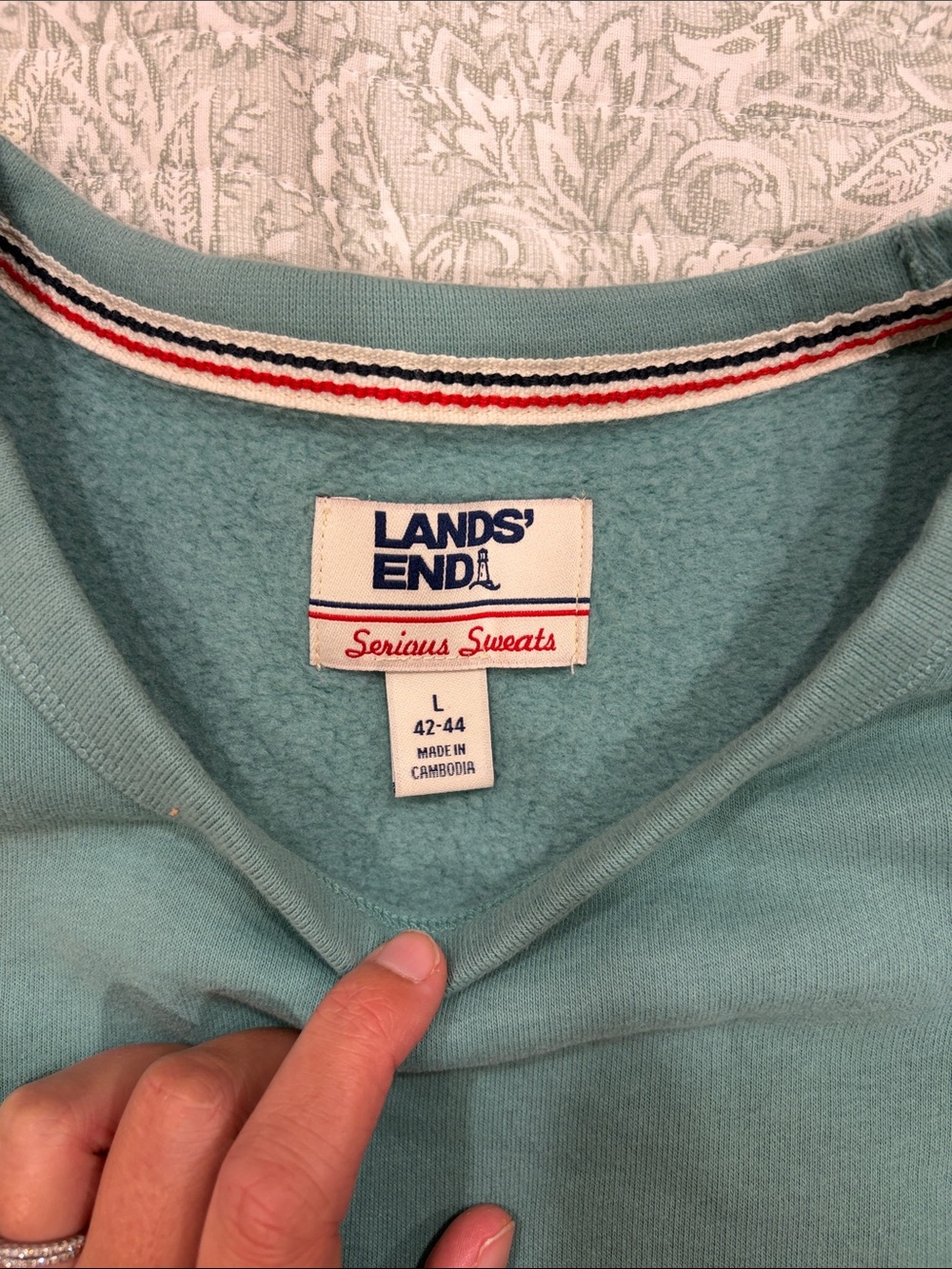 Lands' End Men's Crewneck Sweater - Teal - Picture 2 of 3